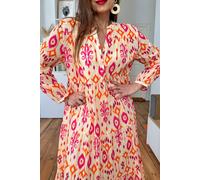 Gestuftes Ikat-Maxikleid S