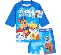 Get Trend Badeanzug Kinder Bademode 2 Teiliges Set mit Badehose Jungen und Schwimmshirt für Strand Urlaub Schwimmen (3-4 Jahre, Blau Paw Patrol)