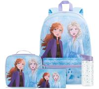 Get Trend Barbie Großer Rucksack Kinder 4 TLG. 46 cm Kinderrucksack, Trinkflasche 500ml, Federmäppchen & Isolierte Lunchtasche für Schule, Ab 9 Jahren (Blau Frozen)