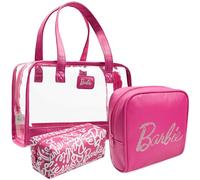 Barbie Kulturtasche Mädchen, 3er-Set Make Up Tasche, Waschtasche, Kosmetiktasche Mädchen Rosa - Reise Zubehör