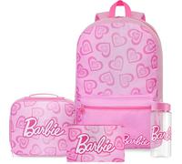 Get Trend Barbie Rucksack Kinder 4 TLG. Kinderrucksack, Trinkflasche 500ml, Federmäppchen & Isolierte Lunchtasche für Schule (Rosa Barbie)