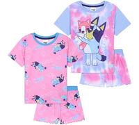 Get Trend Bluey Schlafanzug Mädchen Kurz Kinder Sommer Pyjama Tie Dye 2er Pack Weich Nachthemd Set für Kinder Kleinkinder (5-6 Jahre, Multi Bluey, 2)