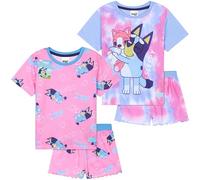 Get Trend Bluey Schlafanzug Mädchen Kurz Kinder Sommer Pyjama Tie Dye 2er Pack Weich Nachthemd Set für Kinder Kleinkinder (7-8 Jahre, Multi Bluey, 2)