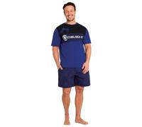 Get Trend Chelsea F.C. Schlafanzug Herren Kurz Baumwolle Sommer Pyjama Männer Schlafanzüge Fussball Geschenke für Männer (3XL, Marineblau Chelsea)