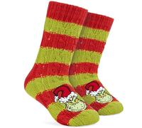 Get Trend Der Grinch Kuschelsocken Damen, Rutschfeste, Warme Winter Stoppersocken, Geschenke für Frauen & Teenager (35/41 EU, Rot/Grün Grinch)
