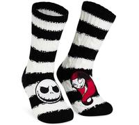 Get Trend Disney Nightmare Before Christmas Kuschelsocken Damen, Rutschfest, Stoppersocken, Geschenke für Frauen & Teens (35/41 EU, Weiß/Schwarz TNBC)