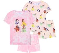 Get Trend Disney Princess Pyjama Schlafanzug Mädchen Kurz 2er Set Schlafanzug Teenager Kurzarm Sommer Loungewear Set (5-6 Jahre, Rosa Princess)