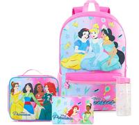 Get Trend Disney Prinzessinnen Rucksack Kinder 4 TLG. Kinderrucksack, Trinkflasche 500ml, Federmäppchen & Isolierte Lunchtasche für Schule (Rosa Princess)