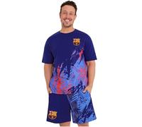 Get Trend FC Barcelona Schlafanzug Herren Kurz Baumwolle Sommer Pyjama Männer Schlafanzüge Fussball Geschenke für Männer (2XL, Blau Barcelona)