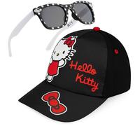 Get Trend Hello Kitty Sonnenbrille Kinder Basecap Mädchen Set Sommer Kappe Sonnenbrillen UV400 Geschenke für Mädchen (Schwarz Hello Kitty)