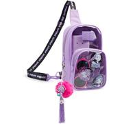 Get Trend KPop Demon Hunters Umhängetasche Mädchen, Transparente Crossbody Bag mit Verstellbarem Schultergurt, Anime Tasche mit Abnehmbaren Accessoires (Transparent/Lavendel)