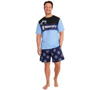 Get Trend Manchester City F.C. Schlafanzug Herren Kurz Baumwolle Sommer Pyjama Männer Fussball Geschenke für Männer (XL, Blau/AOP Man City)
