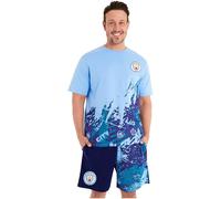 Get Trend Manchester City F.C. Schlafanzug Herren Kurz Baumwolle Sommer Pyjama Männer Fussball Geschenke für Männer (XL, Blau Manchester City)