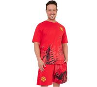 Get Trend Manchester United F.C. Schlafanzug Herren Kurz Baumwolle Sommer Pyjama Männer Fussball Geschenke für Männer (XL, Rot Manchester United)