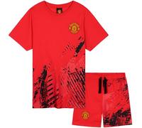 Get Trend Manchester United F.C. Schlafanzug Kinder Jungen Teenager Sommer Pyjama Kurz Weich Fußball Geschenke für Jungs (11-12 Jahre, Rot Manchester United)