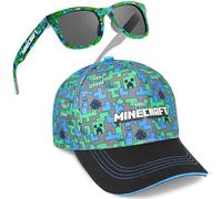 Get Trend Minecraft Basecap Kinder Jungen Teenager Set mit Sonnenbrille UV Schutz Kappe Creeper Geschenk für Kinder (6-14 Jahre, Multi Minecraft Set)