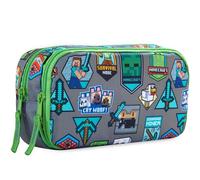 Get Trend Minecraft Federmäppchen Jungen & Mädchen mit 2 Fächern, Leicht & Robust, Großes Etui für Schule, Stifte Federtasche Mäppchen Teenager, Gamer Geschenk für Kinder (Grün/Multi Minecraft)