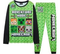 Get Trend Minecraft Schlafanzug Jungen und Teenager, Pyjama Set mit Schlafanzug Hose T-Shirt Kinder, 2-teilig, Geschenke für Jungs (9-10 Jahre, Grün Minecraft)