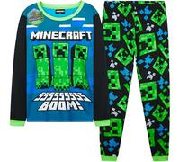 Get Trend Minecraft Schlafanzug Jungen und Teenager, Pyjama Set mit Schlafanzug Hose T-Shirt Kinder, 2-teilig, Geschenke für Jungs (6-7 Jahre, Blau/Grün Minecraft)