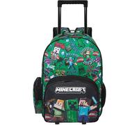 Get Trend Minecraft Trolley Rucksack Kinder, 2-in-1 Reisetasche mit Rollen und Metallgestell, Leicht Handgepäck Rucksack mit verstellbaren Schultergurten, Gaming Geschenke für Jungen (Multi Minecraft)