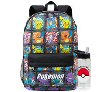 Get Trend Pokemon Rucksack Kinder Set, Kinderrucksack & Trinkflasche, 500ml Schule Sport Freizeit, Geschenk Idee (Multi Pokemon)