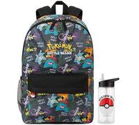 Get Trend Pokemon Rucksack Kinder Set, Kinderrucksack & Trinkflasche, 500ml Schule Sport Freizeit, Geschenk Idee (Multi Battle Pokemon)