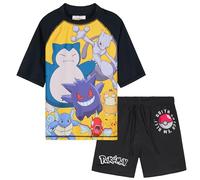 Get Trend Pokemon Schwimmanzug Kinder Teenager Badeanzug Pikachu Gengar mit Badehose Jungen und Schwimmshirt Strand Schwimmen (13-14 Jahre, Schwarz Pokemon)
