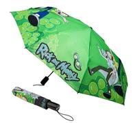 Get Trend Rick and Morty Regenschirm Klein, Leicht und Windfest, Stabiler Automatik Taschenschirm Kompakt für Schule, Reise und Unterwegs, Inkl. Tasche