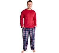 Get Trend Schlafanzug Herren Lang, Zweiteiliges Winter Pyjama Set, M bis 3XL, Kariert, Geschenke für Männer & Teenager (M, Burgund)