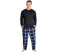 Get Trend Schlafanzug Herren Lang, Zweiteiliges Winter Pyjama Set, M bis 3XL, Kariert, Geschenke für Männer & Teenager (XL, Schwarz)