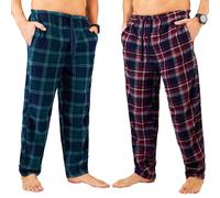 Get Trend Schlafanzughose Herren Lang 2er Pack, M-3XL, Karierte Pyjamahose, Weich & Bequem Geschenke für Männer & Teens (XL, Grün/Rot, 2)
