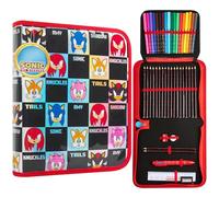 Get Trend Sonic THE Hedgehog Federmäppchen Jungen und Mädchen Gefüllt mit Stiften Anspitzer und Mehr Mäppchen Federtasche mit Shadow Knuckles Tails Amy Print