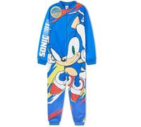Get Trend Sonic The Hedgehog Fleece Jumpsuit Kinder 4-10 Jahre, Jungen Pyjama, Ganzkörperanzug, Shadow, Knuckles und Tails (5-6 Jahre, Blau Speed Sonic)