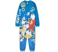 Get Trend Sonic The Hedgehog Fleece Jumpsuit Kinder 4-10 Jahre, Jungen Pyjama, Ganzkörperanzug, Shadow, Knuckles und Tails (4-5 Jahre, Blaugrün Sonic)