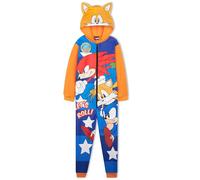 Get Trend Sonic The Hedgehog Fleece Jumpsuit Kinder 4-10 Jahre, Jungen Pyjama, Ganzkörperanzug, Shadow, Knuckles und Tails (9-10 Jahre, Mehrfarbig Tails)