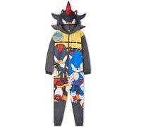 Get Trend Sonic The Hedgehog Fleece Jumpsuit Kinder 4-10 Jahre, Jungen Pyjama, Ganzkörperanzug, Shadow, Knuckles und Tails (6-7 Jahre, Mehrfarbig Shadow)