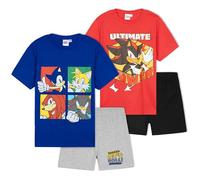 Get Trend Sonic The Hedgehog Pyjama Jungen Shadow Schlafanzug Kinder Kurz 2er Set Bequem für Sommer Geschenke für Jungs (7-8 Jahre, Mehrfarbig Sonic, 2)