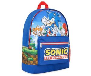 Get Trend Sonic The Hedgehog Rucksack Kinder, Schulrucksack Jungen Mädchen Backpack Unisex Kinderrucksack Schulrucksack Schultasche Offiziell Fanartikel (Blau/Rot)