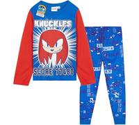 Get Trend Sonic THE Hedgehog Schlafanzug Jungen Lang, Pyjama Set mit T-Shirt Kinder Loungewear, Shadow Knuckles Geschenke für Jungs(5-6 Jahre, Rosso/Blu Knuckles)