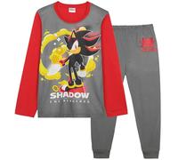 Get Trend Sonic THE Hedgehog Shadow Schlafanzug Jungen Lang, 2-Teilig, Bequem & Kuschelig, Kinder Pyjama Set, Gamer Geschenke für Jungs (7-8 Jahre, Rot/Grau Shadow)