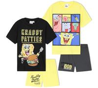 Get Trend Spongebob Squarepants Pyjama Jungen Schlafanzug Kinder Kurz 2er Set Weich Bequem Sommer Geschenke für Jungs (4-5 Jahre, Multi Spongebob, 2 Pack)