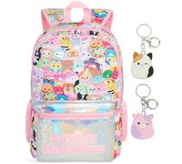 Get Trend Squishmallows Rucksack Mädchen, Verstellbarer Reisetasche für Schule und Reise, Gepolsterte Schulrucksack mit Zwei Schlüsselanhänger, Geschenke für Kinder (Multi Squishmallows)