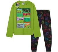 Get Trend Teenage Mutant Ninja Turtles Schlafanzug Jungen, 2 Teiliges Pyjama Set, Anime Nachtwäsche, Geschenke für Kinder (4-5 Jahre, Grün TMNT)