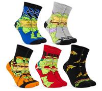 Get Trend Teenage Mutant Ninja Turtles Socken Kinder 5er Pack, Coole Baumwollsocken Jungen 35-39, Geschenkidee für Kinder (6-9 Jahre, 30/35 EU, Multi TMNT)