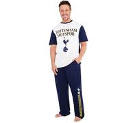 Get Trend Tottenham Hotspur Pyjama Herren Set S-3XL, T-Shirt mit Hose aus Baumwolle, Kurzarm Nachtwäsche, Geschenke für Männer (L, Marine Tottenham Hotspur)