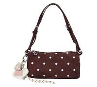 GETBSTOOP Women Suede Polka Dots Crossbody Bags with Pendant and Adjustable Strap Satchel Handbag Vintage Underarm Bags for Daily Office Work Outing Social Occasions (Coffee)