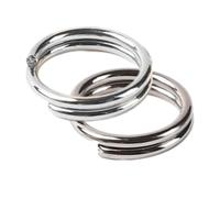 Getdoublerich 10 Stück 8 mm Manganstahl Spaltringe, robuste, flache Schlüsselanhänger-Haken für Camping-Schlüssel und Ornamente, Silber