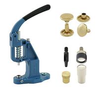 Getmore Crafts Nietpresse Set mit Hebelpresse, Nietwerkzeug und 50 Stück DoppelKopf Nieten 12 mm, Gold, Stahl | Handpresse | DIY | Für Leder, Kleidung, Jeans, Gürtel, Schuhe..