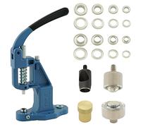 Getmore Crafts Ösenpresse Set mit Hebelpresse, Ösenwerkzeug und 50 Stück Ösen 12 mm, Silber, Messing | Handpresse | rostfreie Metallösen | DIY | für Stoff, Schuhe, Planen, Kleidung..