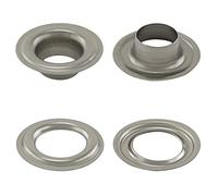 GETMORE Parts Ösen, DIN, 10 mm, Edelstahl, silber, 50 Stück, Segelösen | mit Gegenscheiben, selbstschneidend, für Segeltuch, Planen, PVC/Vinyl, Banner u. v. m., Sechskant-Markisenöse, Metallösen